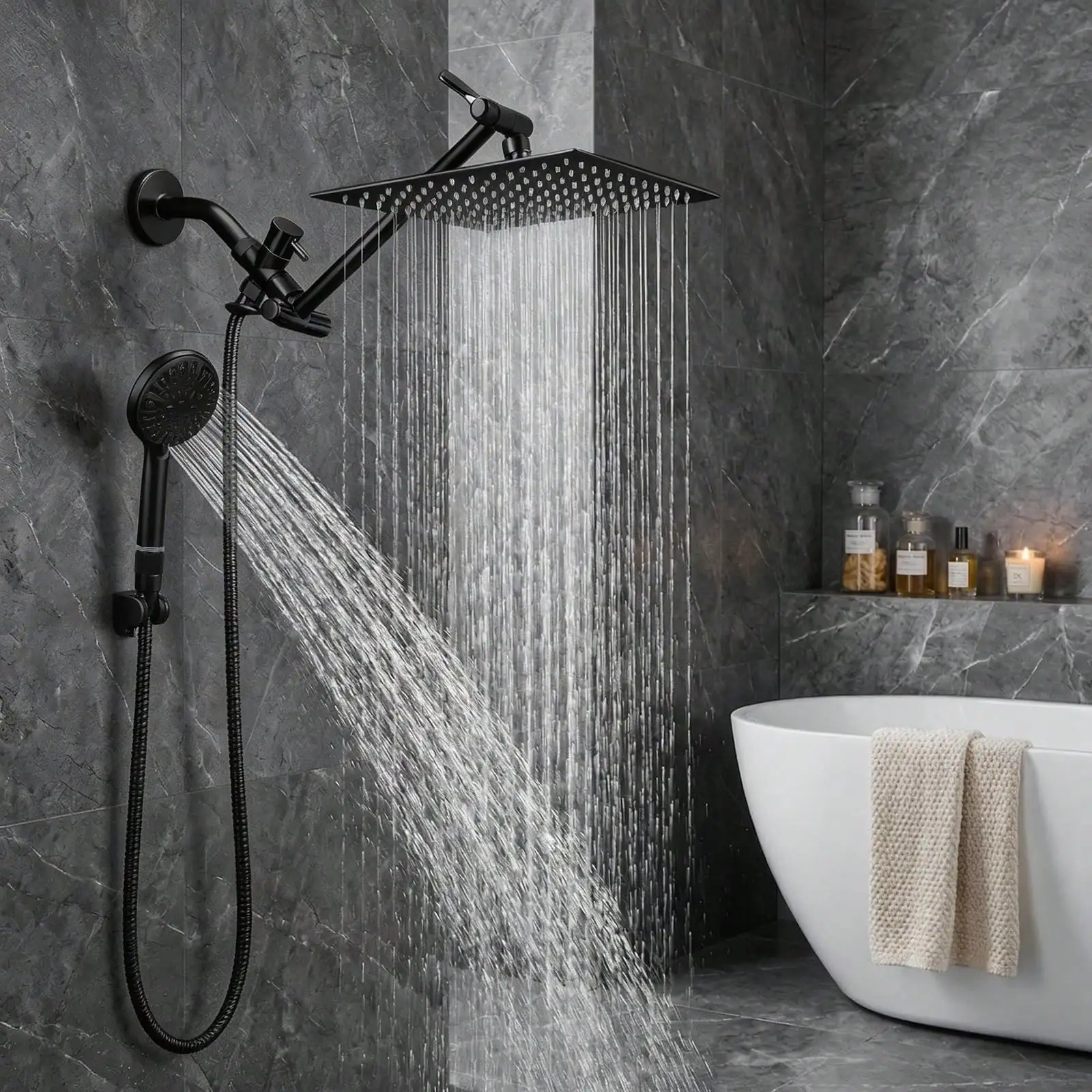 High Pressure Shower Head Handheld - رأس دش مزدوج مع رأس دش