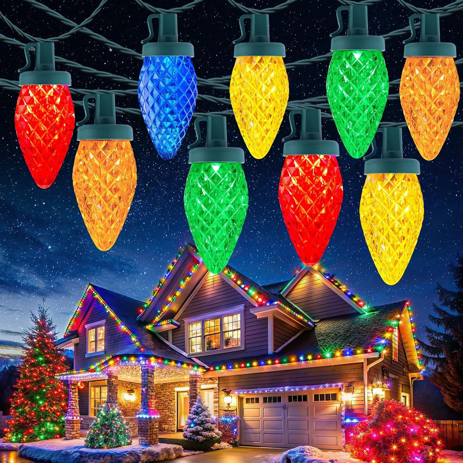 Lighting - مجموعة أضواء عيد الميلاد الخارجية C9،