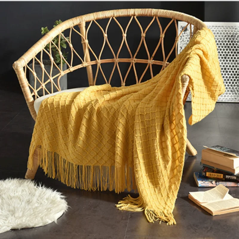 بطانية رمي محبوكة بنمط الماس ا - مراجعة Boho Throw Blanket Fringe وسعره