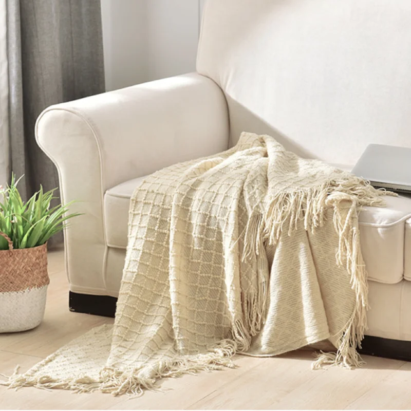 بطانية رمي محبوكة بنمط الماس ا - مراجعة Boho Throw Blanket Fringe وسعره