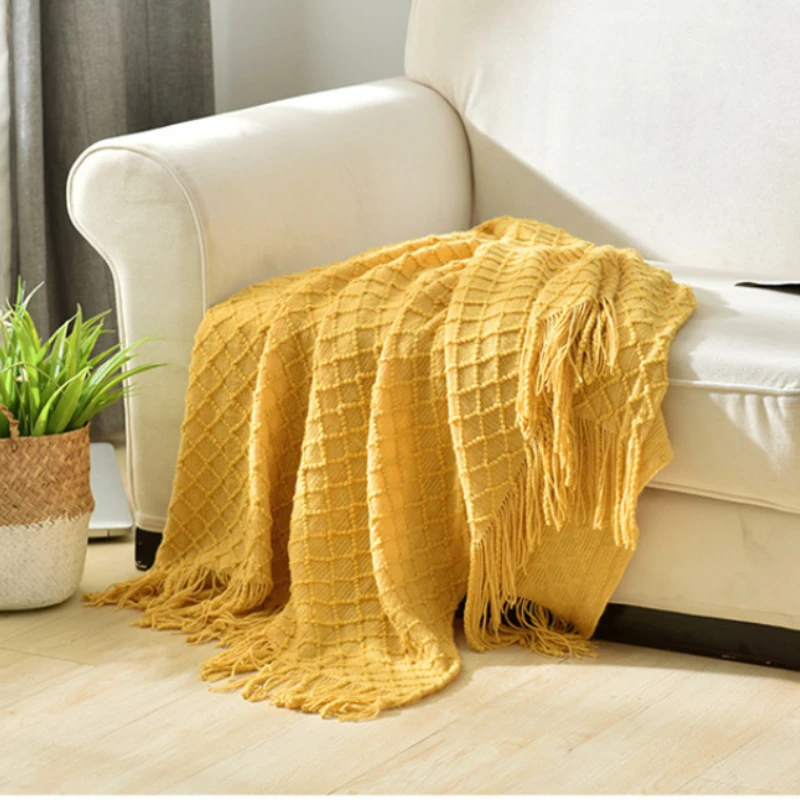 بطانية رمي محبوكة بنمط الماس ا - مراجعة Boho Throw Blanket Fringe وسعره