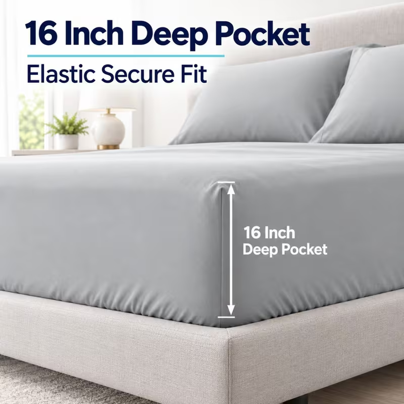 طقم ملاءات سرير مكون من 3/4 قط - مراجعة Fitted Bed Sheets Deep Pocket وسعره