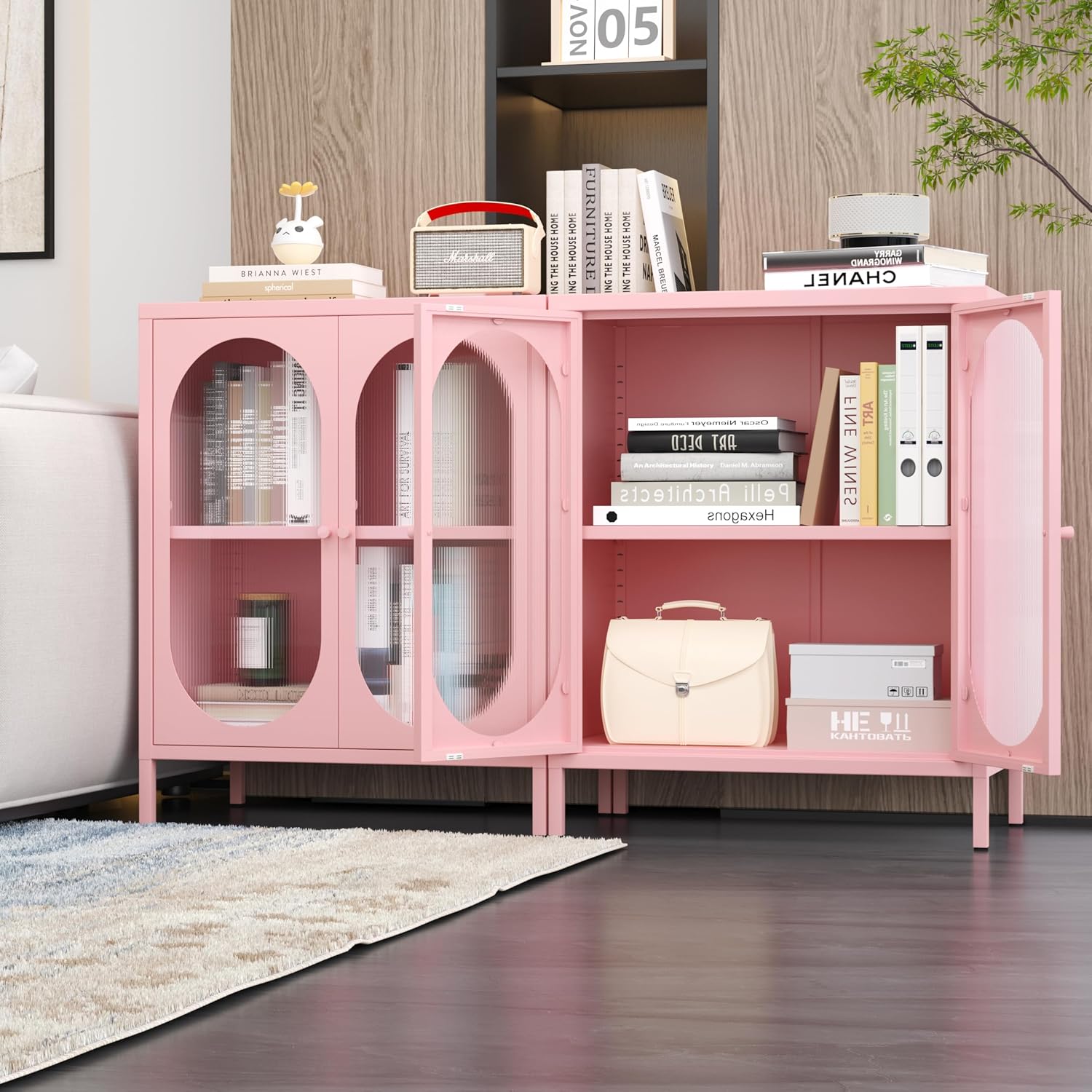 خزانة جانبية صغيرة ببابين شفاف - مراجعة Storage & Organization وسعره