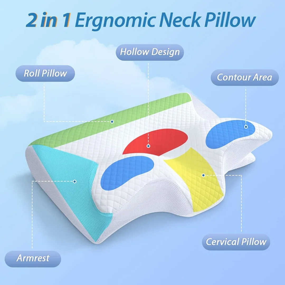 وسادة عنق من الإسفنج الميموري  - مراجعة Memory Foam Orthopedic Pillow Neck Pain وسعره